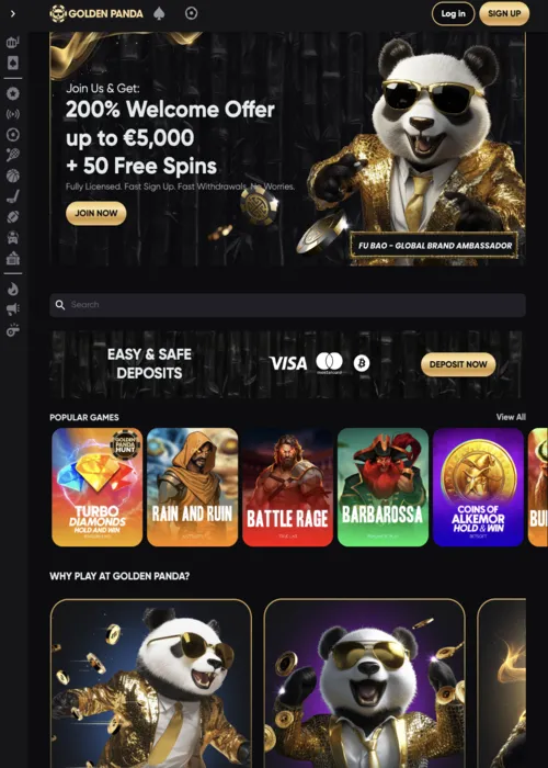 Sélection jeux machines panda Golden Panda Casino